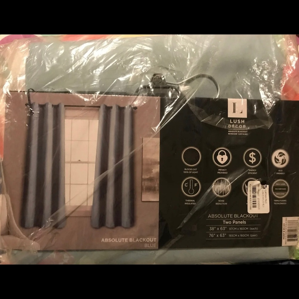 2 Light Blue Curtain Panels - Picture 2 of 4